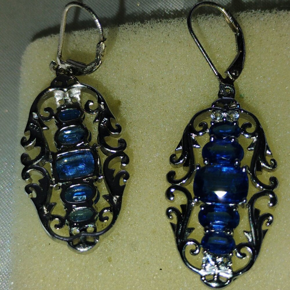 Kyanite dangling earrings in sterling silver